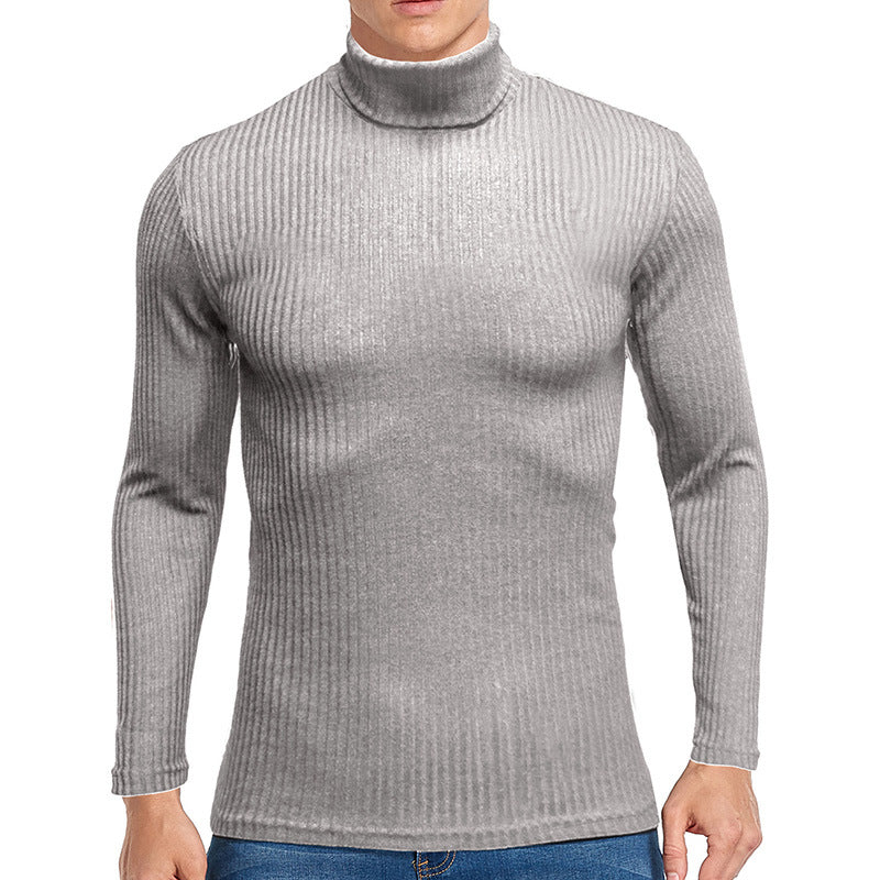 Herrer rullekravepullover i fint ribstrik Stilla