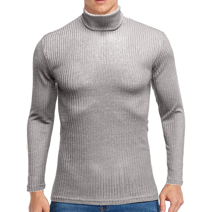 Herrer rullekravepullover i fint ribstrik Stilla