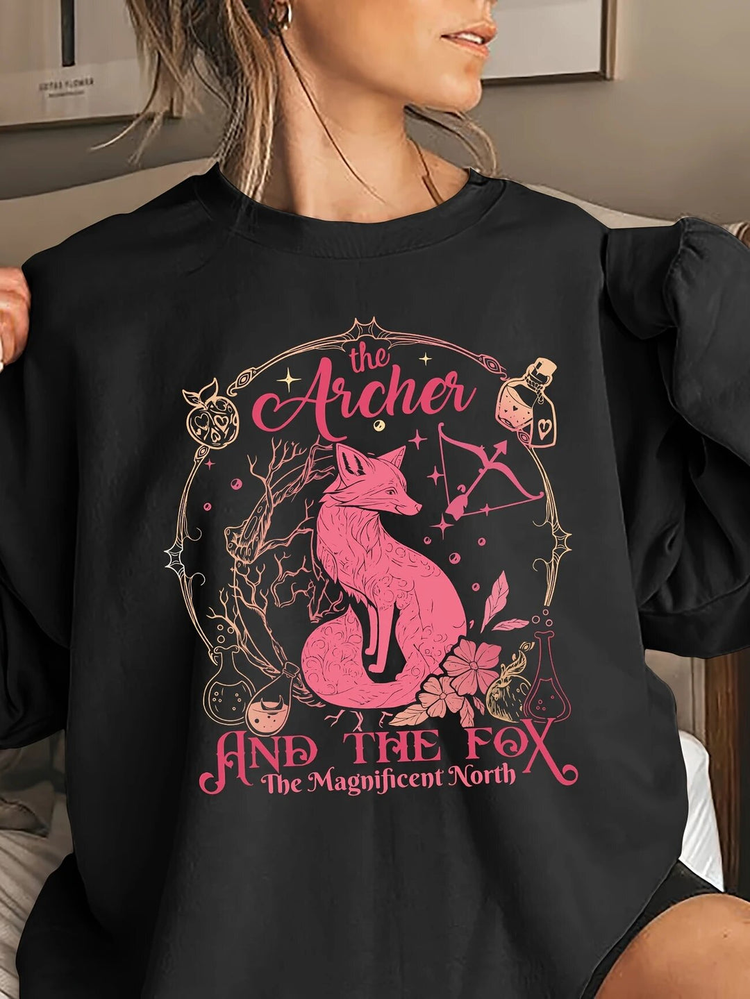 Dame sweatshirt med kreativt dyremotiv og inspirerende print Stilla