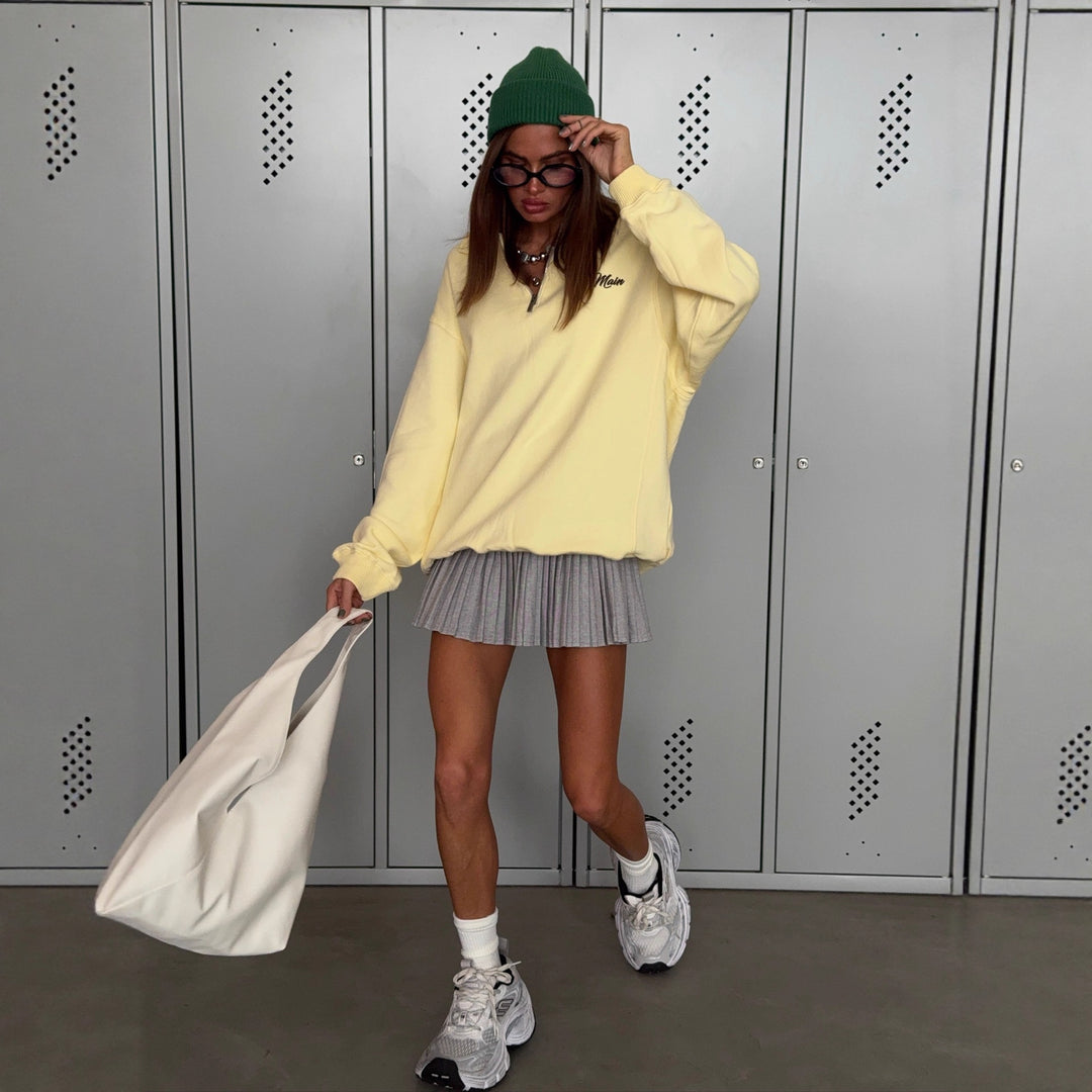 Damer casual zip pullover med høj krave og kontrasterende detaljer Stilla