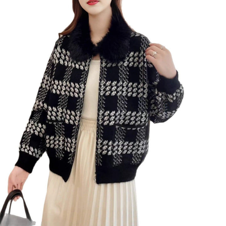 Kvinders designer cardigan med luksuriøs faux fur krave Stilla