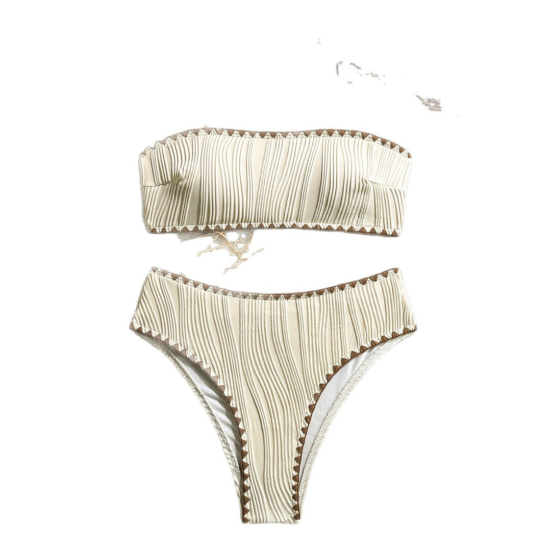 Dame Bandeau-Bikini med rynket design Skovae