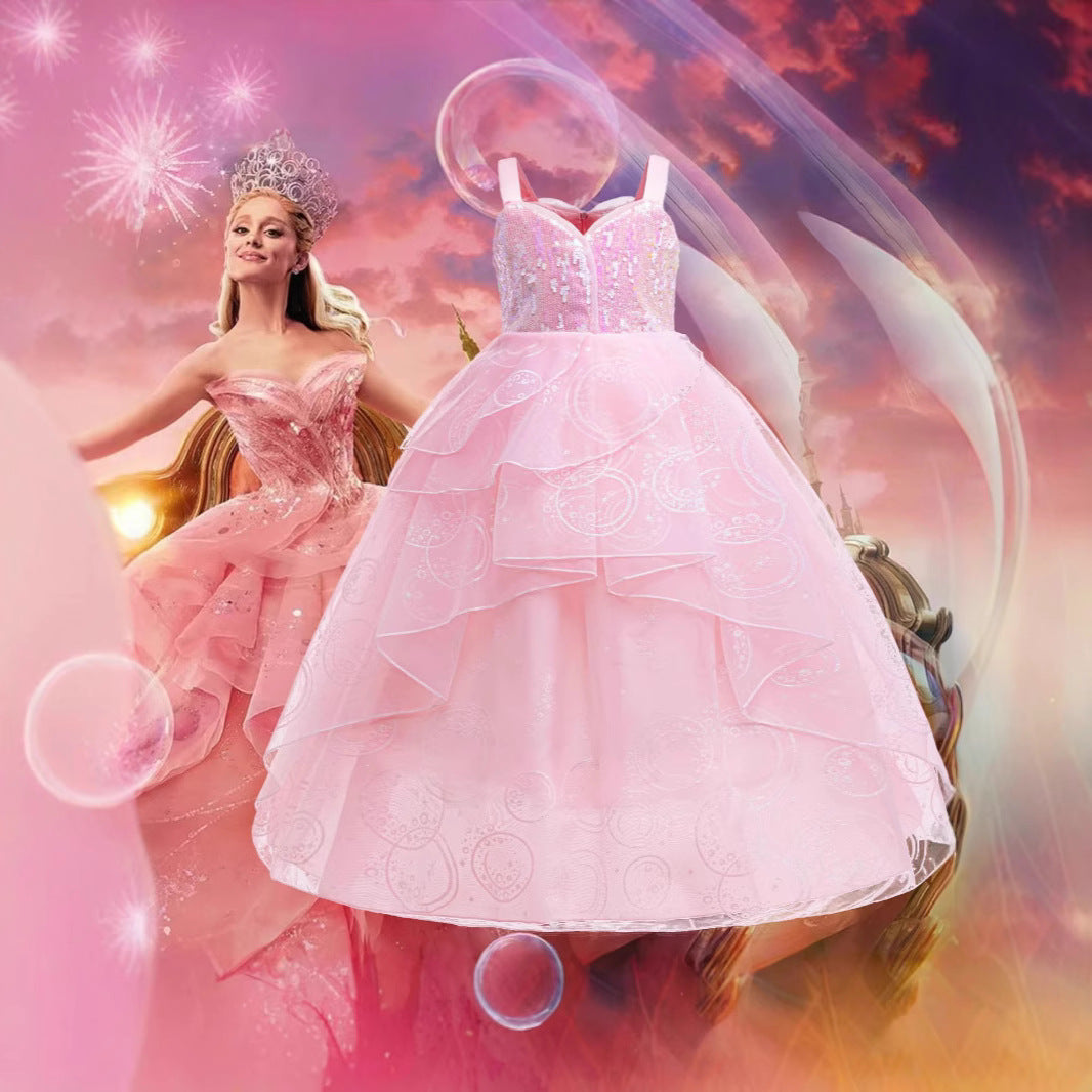 Glinda Cosplay Kjole – Rosa Prinsesse Ballkjole til Piger (Bryllup, Scene) Skovae