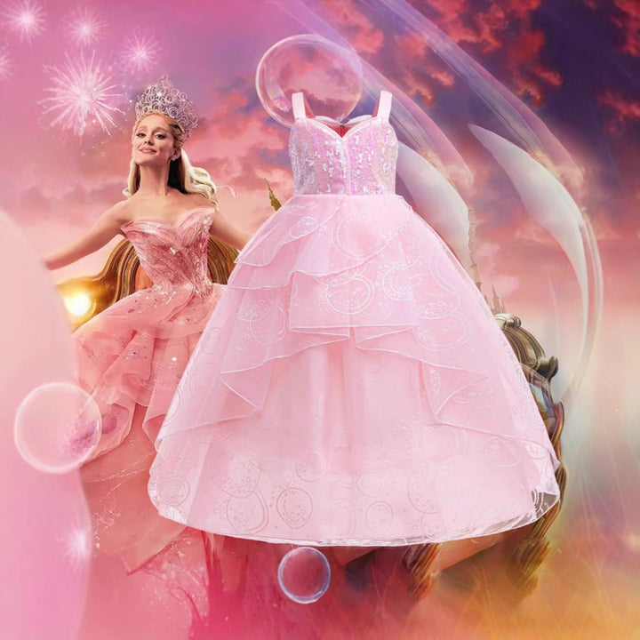 Glinda Cosplay Kjole – Rosa Prinsesse Ballkjole til Piger (Bryllup, Scene) Skovae