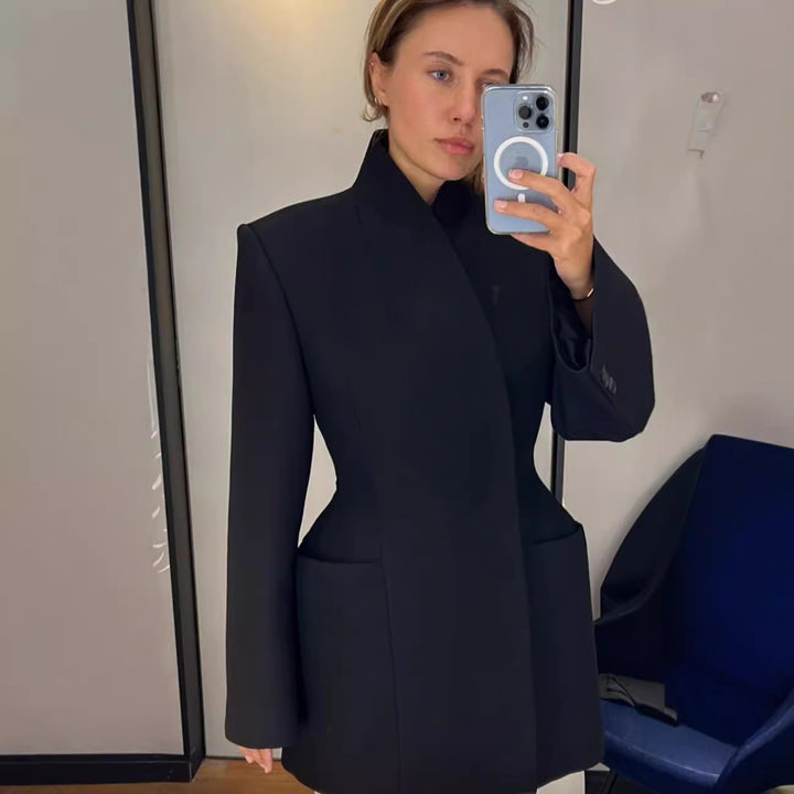 Dame Oversized Blazer-Kjole med tætsiddende bælte og elegant snit Stilla