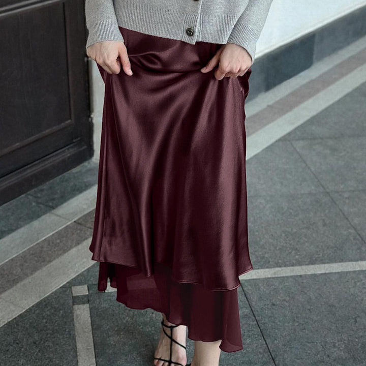 Dame Elegant Maxi-nederdel af flydende stof med asymmetrisk kant Stilla