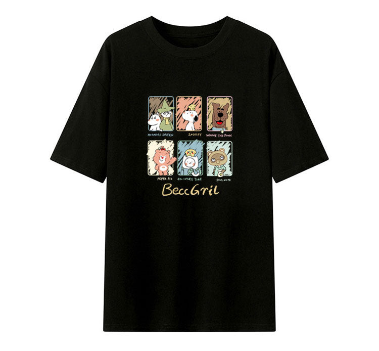 Dame T-shirt med kunstnerisk dyremotivtryk og løs pasform Stilla