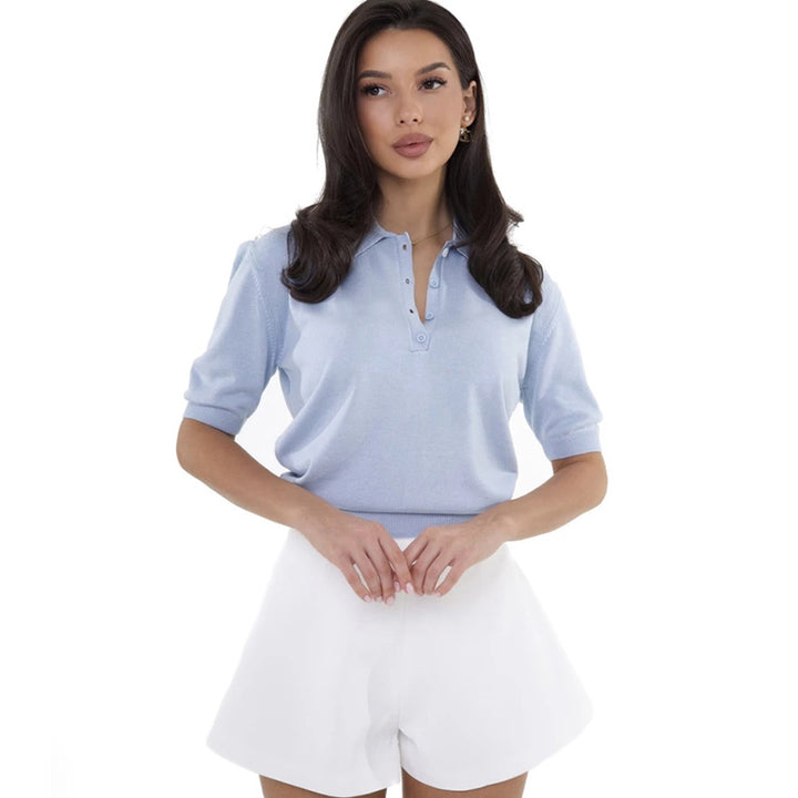 Dame Stilfuld Poloshirt i fint strik Stilla