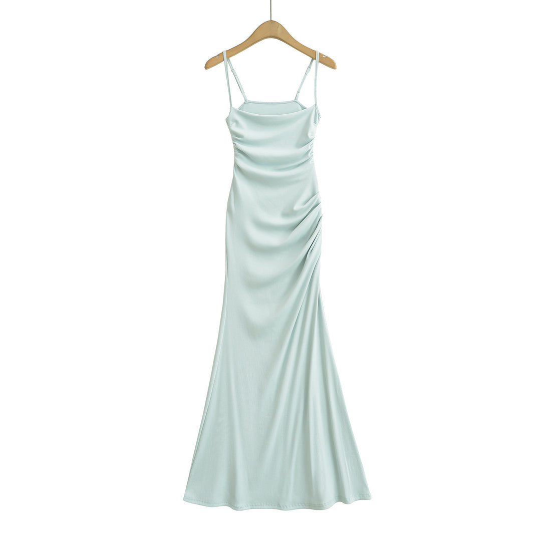 Dame elegant Maxikjole med raffinerede draperinger og svajende kant Stilla