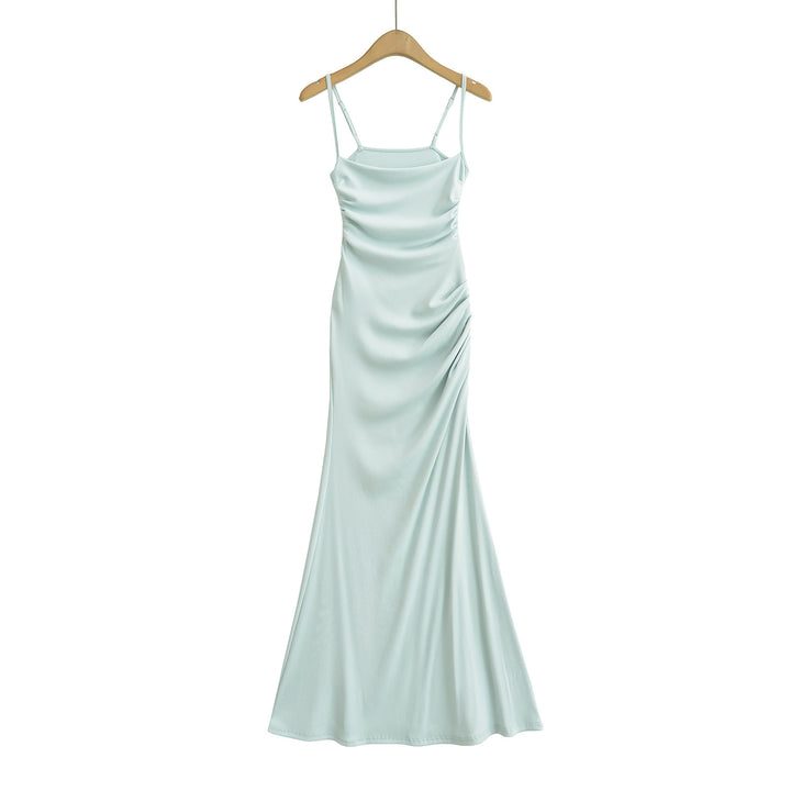 Dame elegant Maxikjole med raffinerede draperinger og svajende kant Stilla