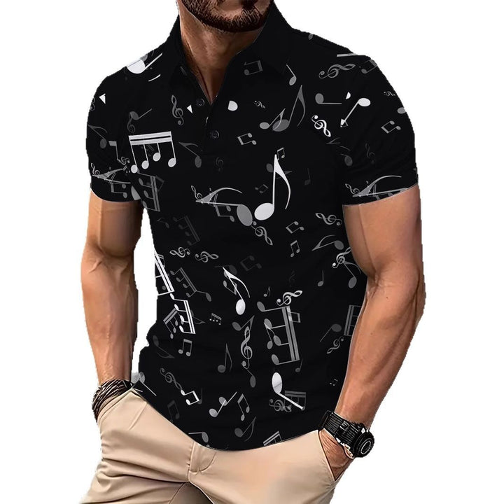 Herren Poloshirt med musikalsk grafikdesign Stilla