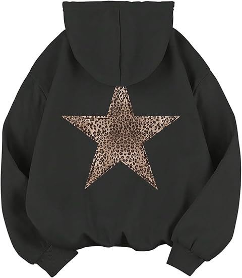 Kvindernes hoodie med stort leopardprint stjerne motiv Stilla