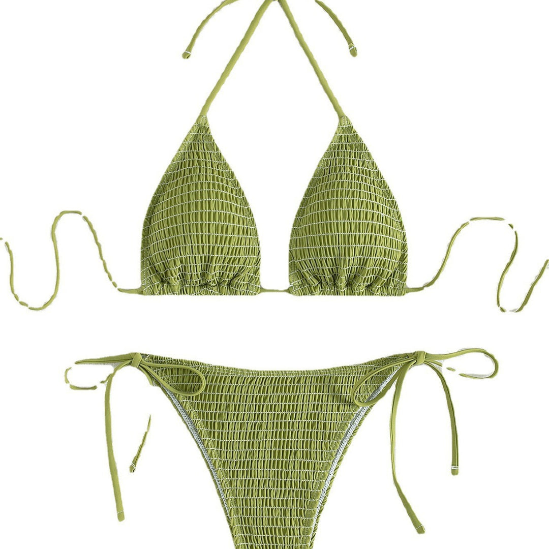 Dame triangel-bikini-sæt med raffineret strukturdesign Skovae