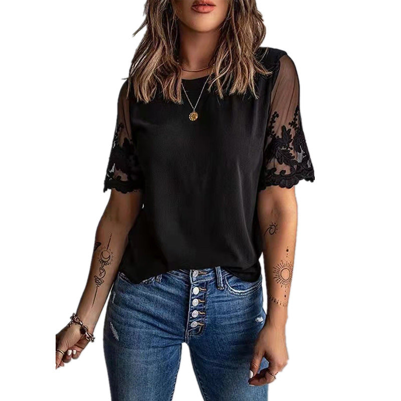 Dame Elegant T-shirt med stilfulde spidsærmer Stilla