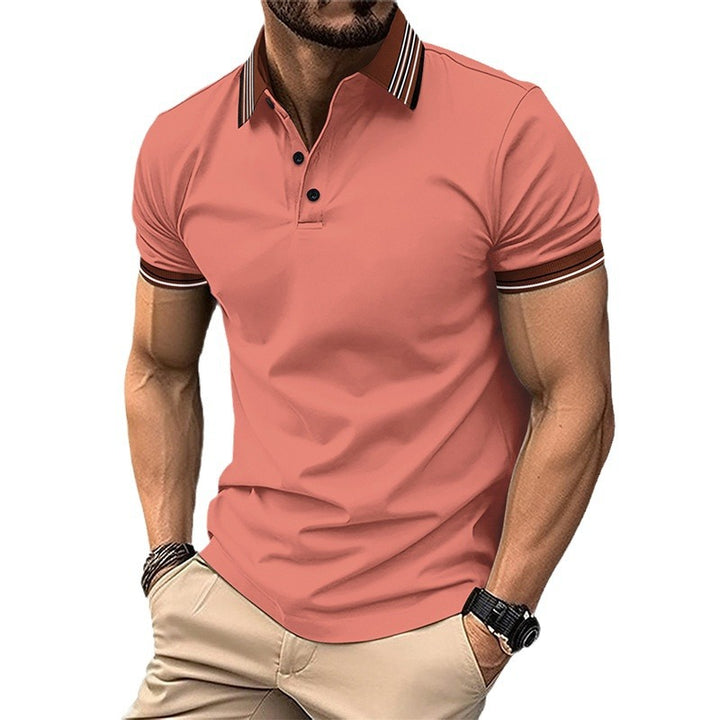 Herrer kortærmet polo med moderne krave og elegante kontrastdetaljer Stilla