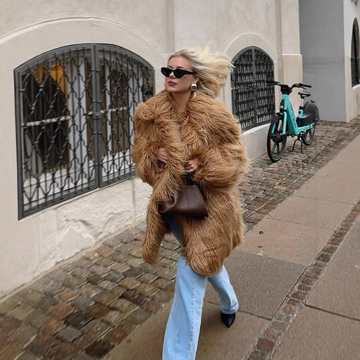 Dame Oversized Künst pelsjakke Stilla