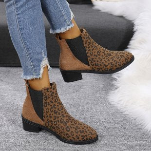 Dame Chelsea-støvler med leopardmønster og elastiske indsatser Stilla
