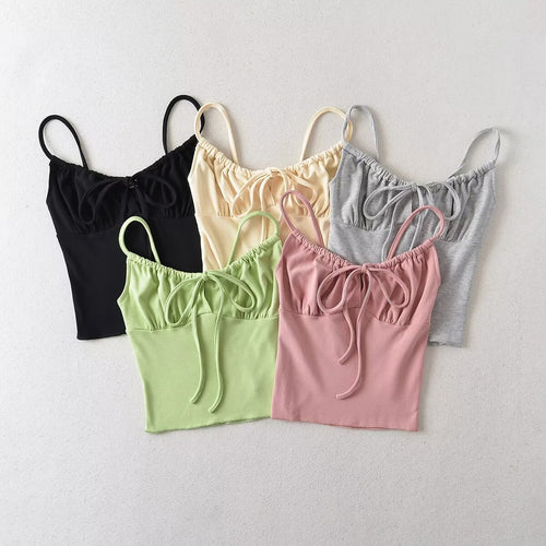 Dame Crop-top med charmerende knude-design og elastisk materiale Stilla
