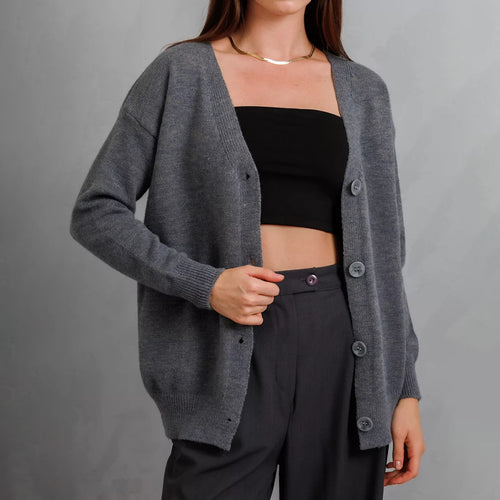 Dame hyggelig cardigan med knapdesign Stilla