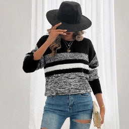 Kvindernes casual sweater med stribet design og løs pasform Stilla
