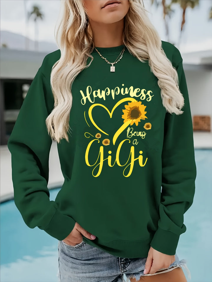Kvinders sweatshirt med voluminøse ærmer og muntert motiv Stilla