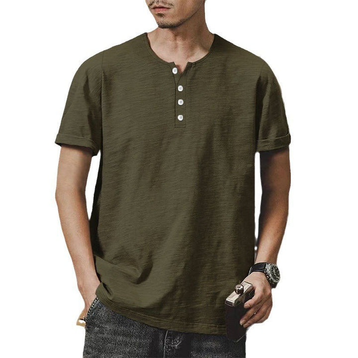 Herre høj kvalitet kortærmet Henley T-shirt med moderne knapper og behagelig pasform Stilla