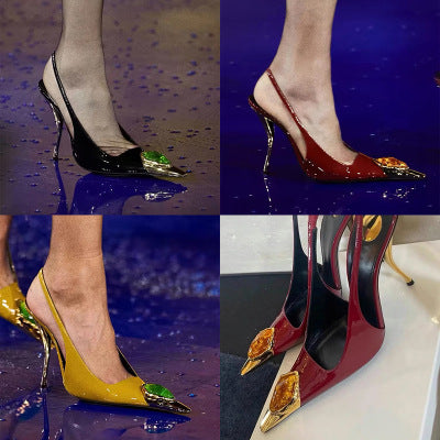 Dame Slingback Pumps med smagfuld metallic-besætning og funklerende detalje Stilla