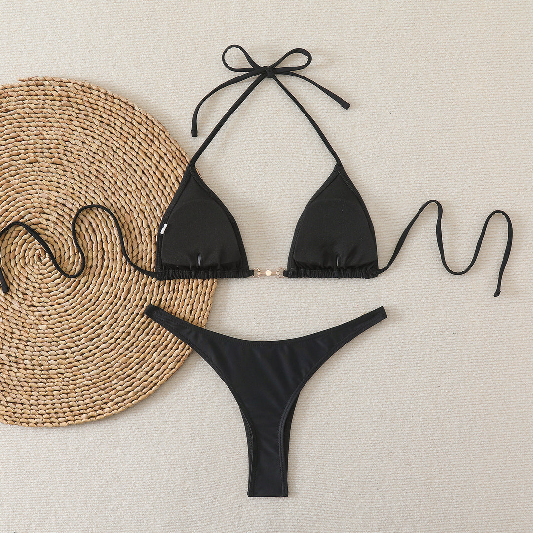 Dame Triangel-Bikini med elegante dekorationer Skovae