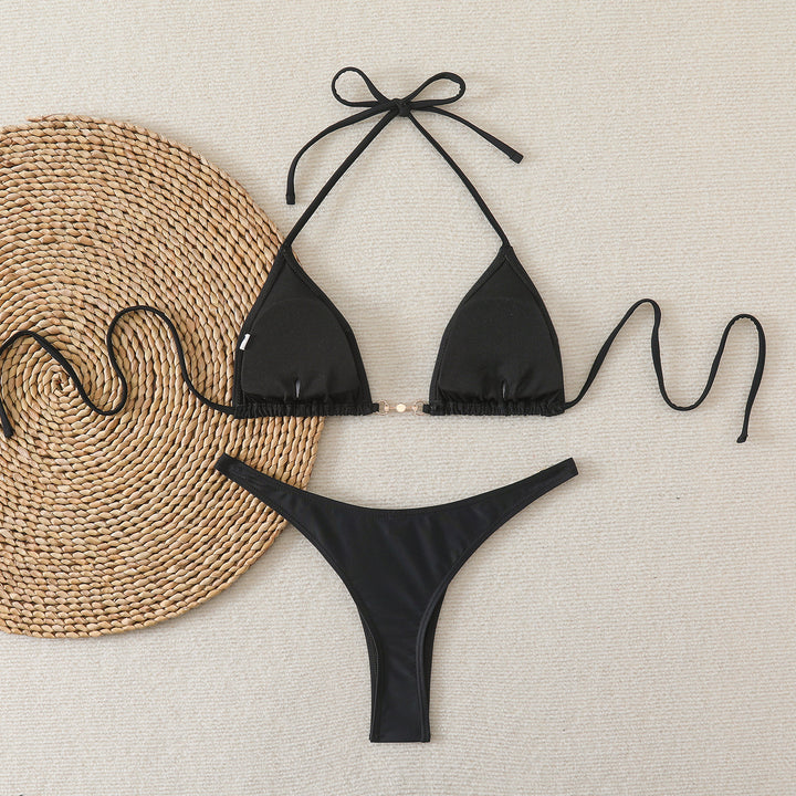 Dame Triangel-Bikini med elegante dekorationer Skovae