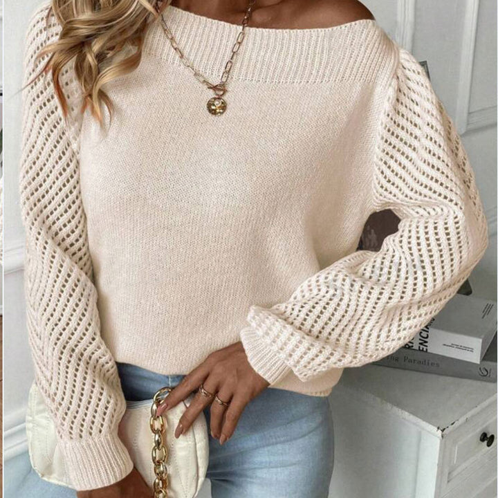 Kvindes strikket sweater med fashionable hulærmer og rund hals Stilla