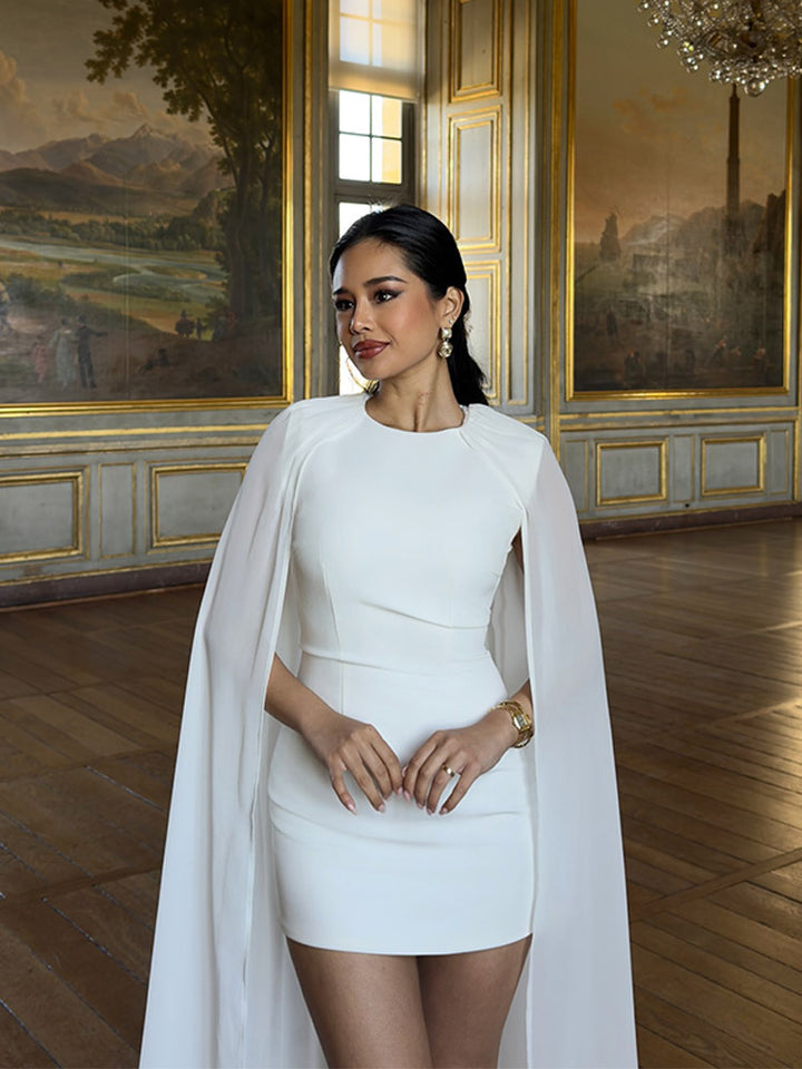 Damer elegant Minikjole med overlapping Cap og smart Uddybning Stilla