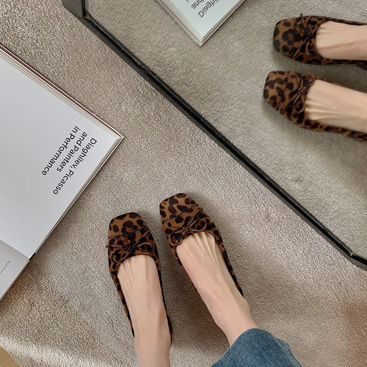 Kvinder Ballerina Flats i dyreprint med sløjfe-detalje Stilla