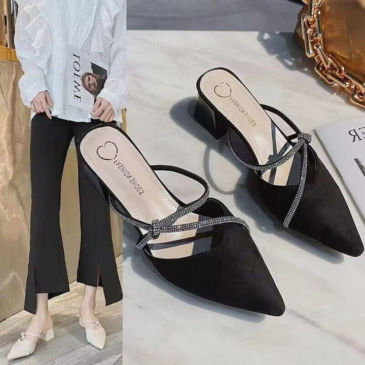Dame Retro Slingback-pumper med glitrende accenter og behagelig blokhæl Stilla