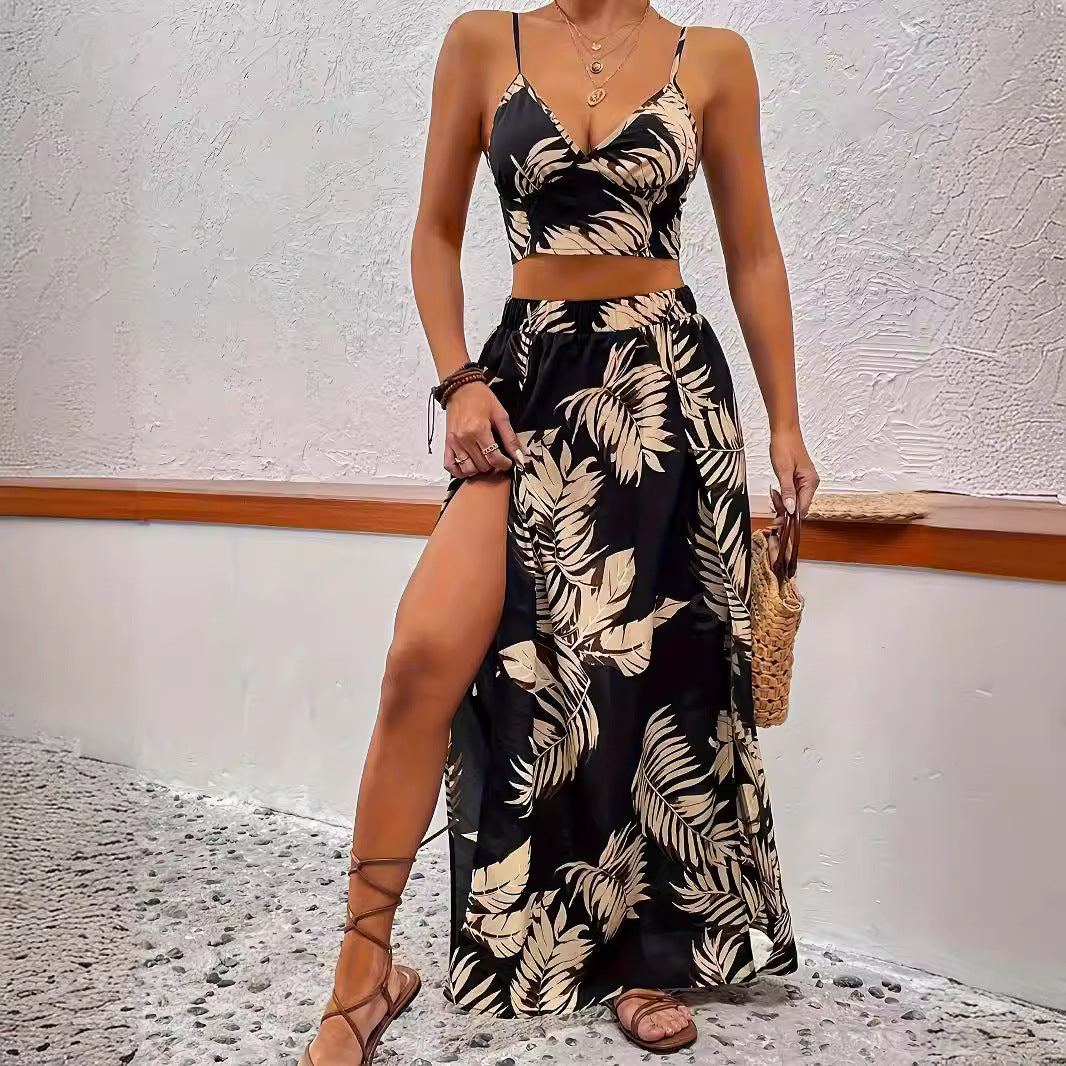 Kvinder Tropical Print To-delt Maxi Sæt Stilla