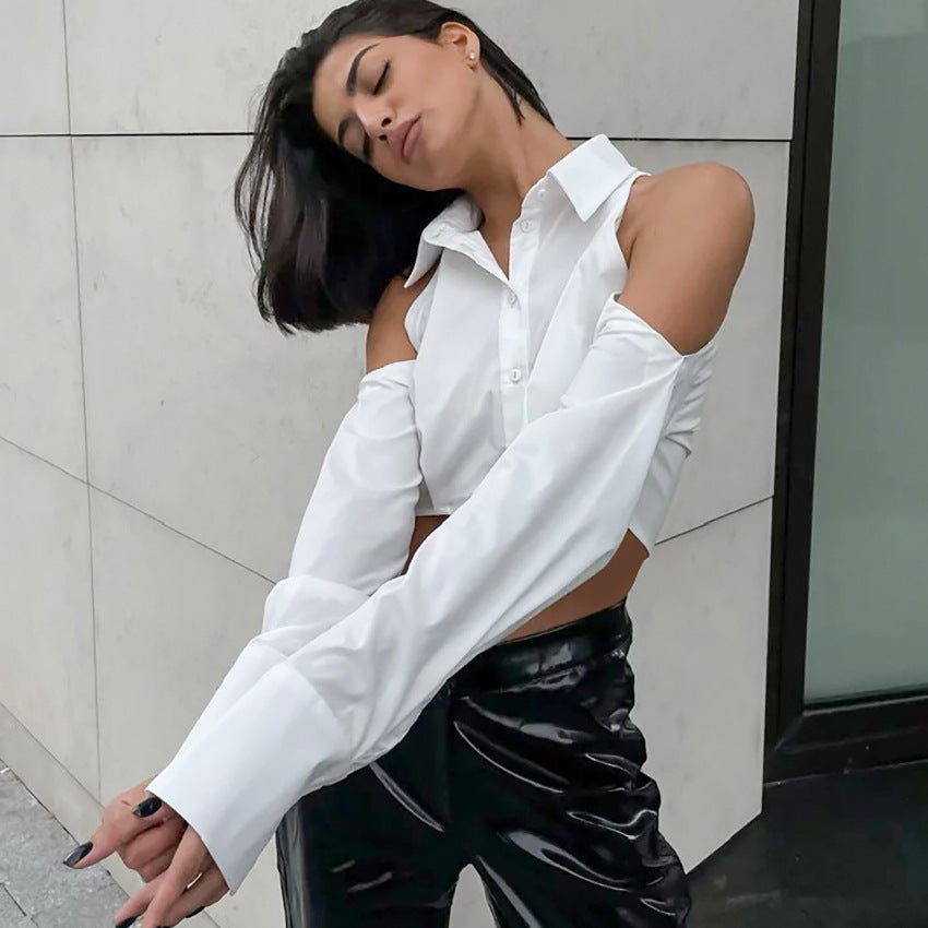 Dame Crop-bluse med off-shoulder design og elegant snit Stilla
