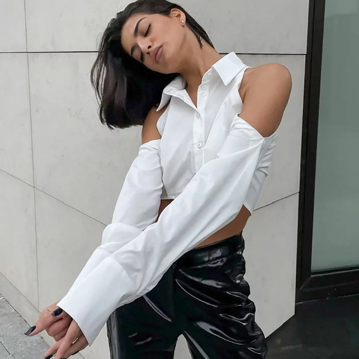 Dame Crop-bluse med off-shoulder design og elegant snit Stilla