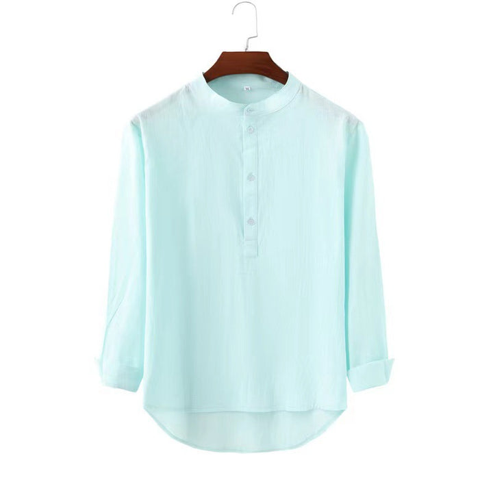 Herremodern langærmet skjorte med moderne Henley-udskæring og funktionelt design Stilla
