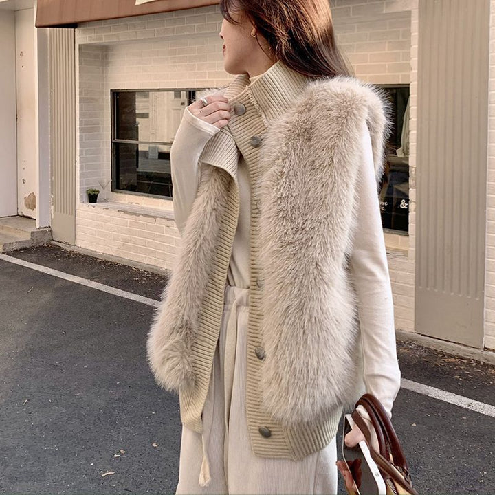 Femme Faux Fur Accentueret Lang Vest Stilla
