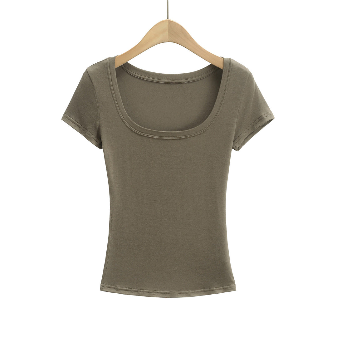 Dame Rundhalset T-shirt i blødt, elastisk materiale med figursyet snit Stilla