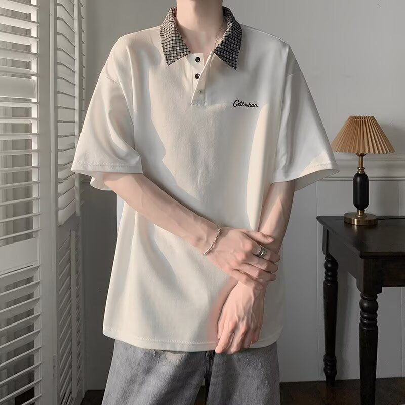 Herrer Polo-Shirt med kontrastfarvet krave og afslappet snit Stilla