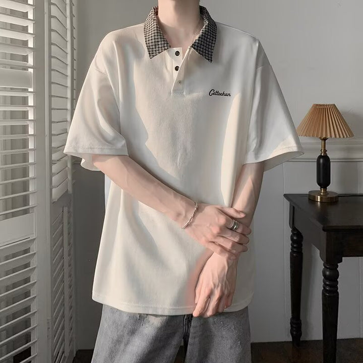 Herrer Polo-Shirt med kontrastfarvet krave og afslappet snit Stilla