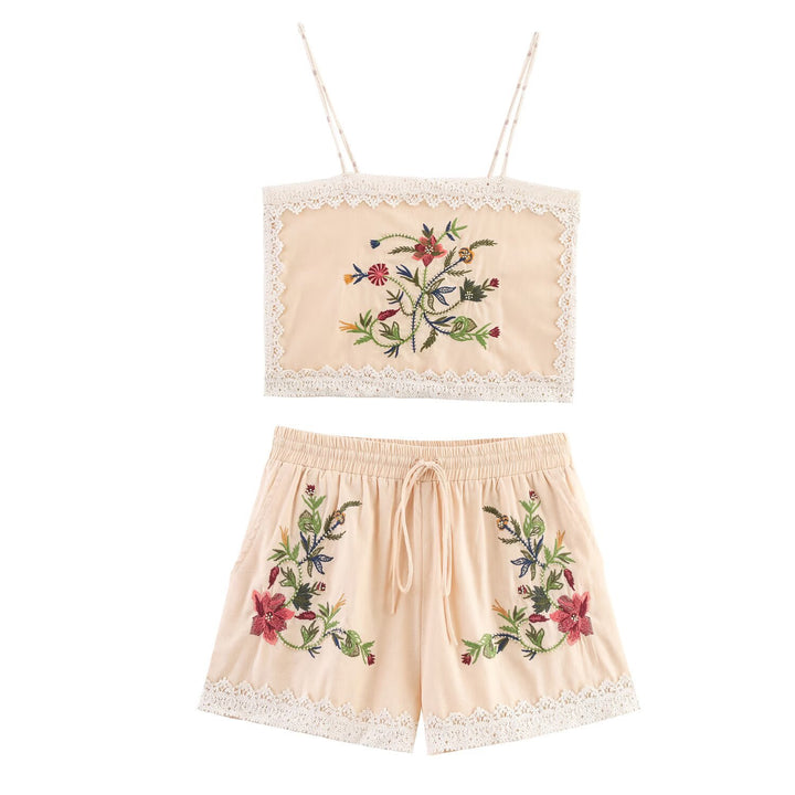 Femme Bestickede Blomster-Shorts Stilla