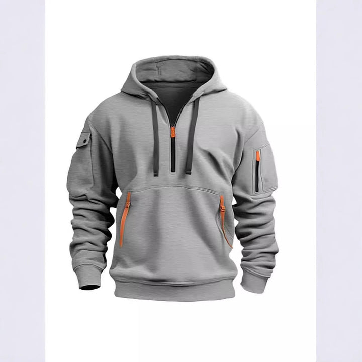 Kvindernes hætte sweatshirt med funktionelle lommer og moderne høj krave Skovae