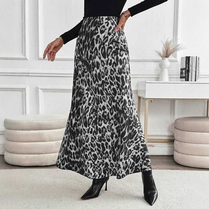 Dame maxiskørt med moderne leopardmønster Skovae