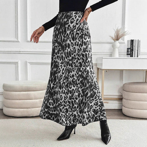 Dame maxiskørt med moderne leopardmønster Skovae