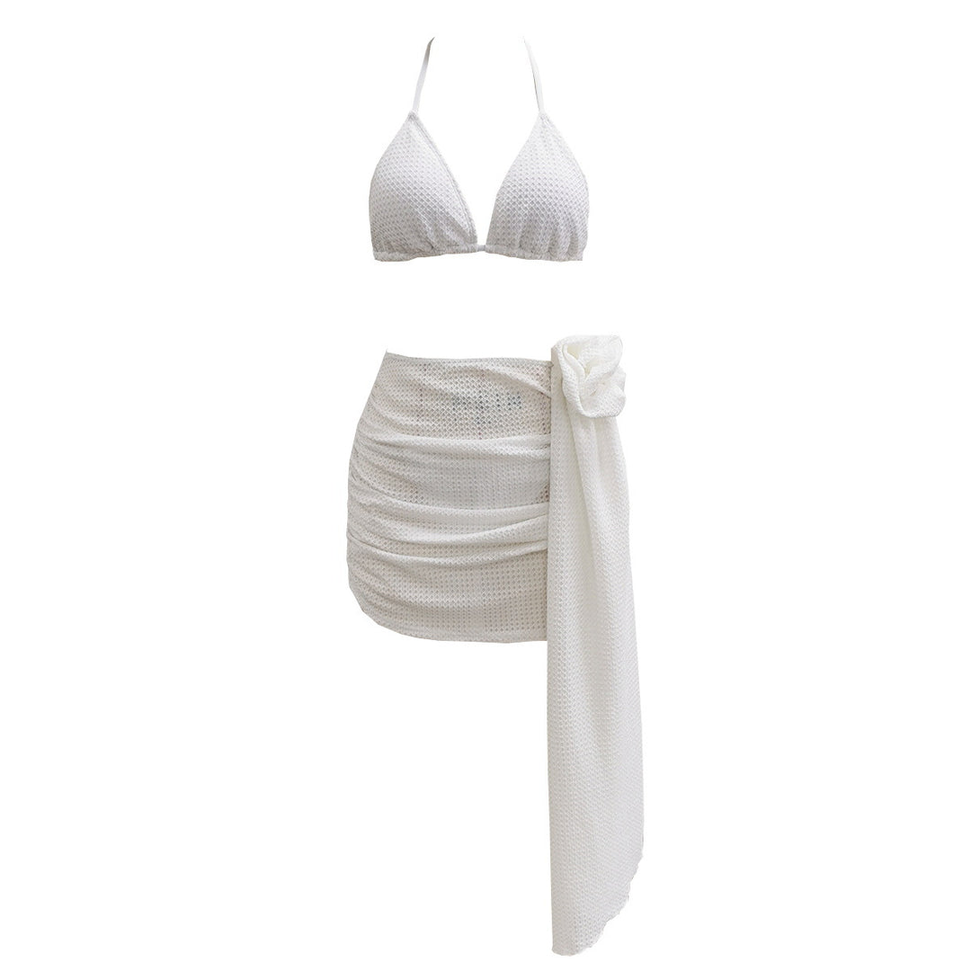 Dame bikini-sæt med elegant indpakningsskørt og pyntesløjfe Stilla