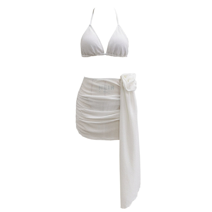 Dame bikini-sæt med elegant indpakningsskørt og pyntesløjfe Stilla