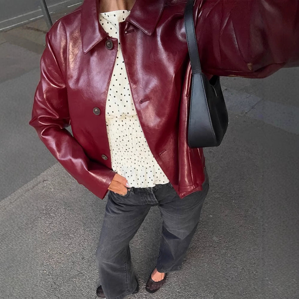 Dame kunstlæderjakke med elegant pasform Stilla