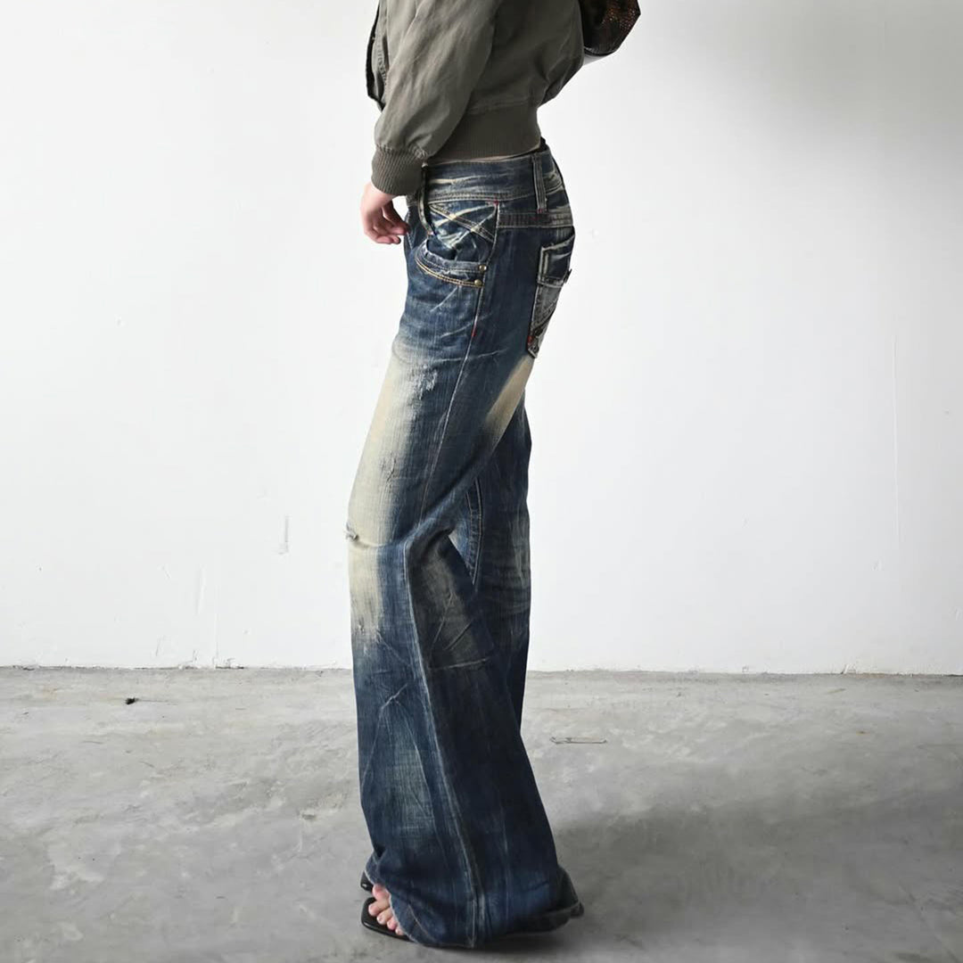 Dame Flared Jeans med moderne Used-Look Skovae
