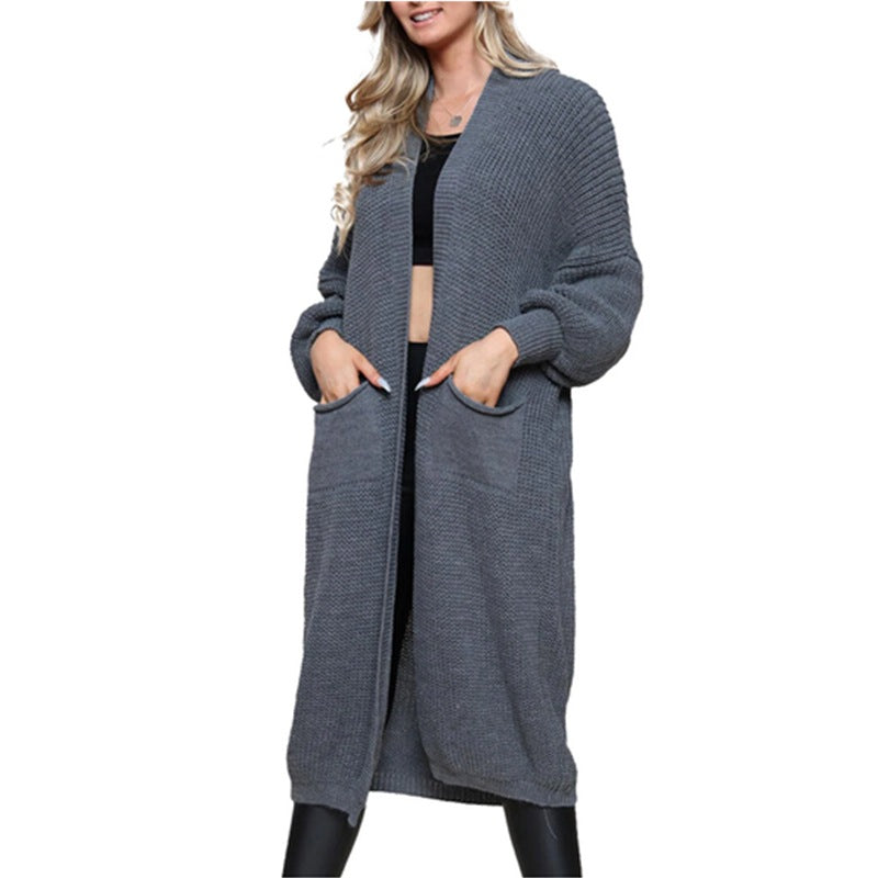 Kvinders Chunky Strik Cardigan med Åbne Lommer og Casual Design Stilla